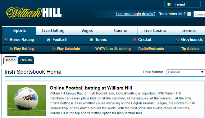 Find some of the best football odds at William Hill Ireland online